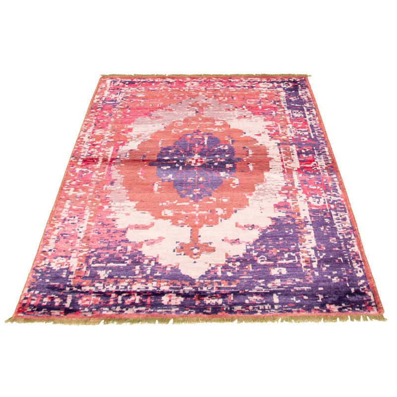 Tapis de couloir unique en cuivre et viscose noué à la main style Oushak des années 2010 de 4 pi 5 po x 10 pi Quincy
