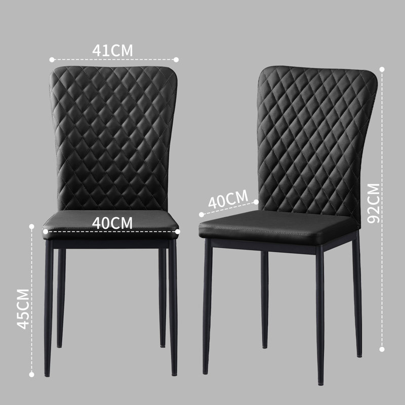 Modern Faux Leather/PU/Suede/Velvet Upholstered Dining Chair Tufted High Back, Black PU, Black