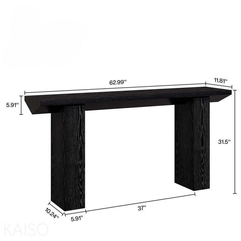 Console 63 po de style campagnard industriel pour entrée - grain de bois noir