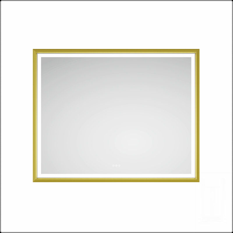 High Lumen LED Lighted Bathroom Mirror With Anti-Fog And Separate Controls,  For Modern Bathrooms And Bedrooms, Gold