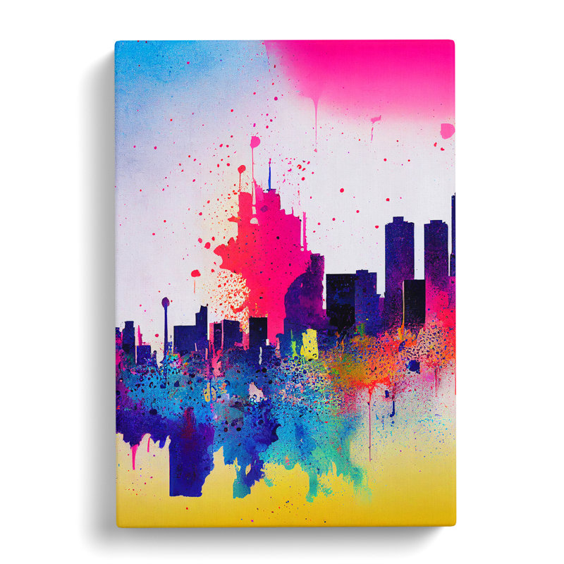 Paint Drip City Skyline No.3 Abstract - Wrapped Canvas, 50cm H x 35cm W x 3cm D