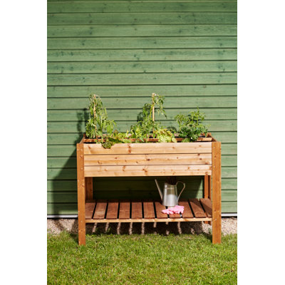 Lit surélevé rectangulaire avec tablette de 66 gallons Tierra Garden