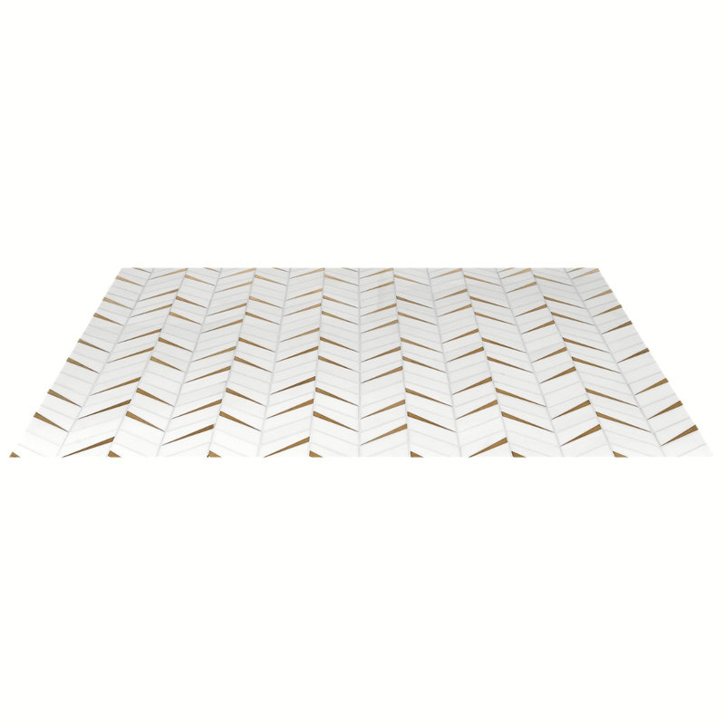 Vara Polished Marble And Brass Mosaic, Thassos