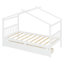 Lit simple en bois avec tiroirs, blanc