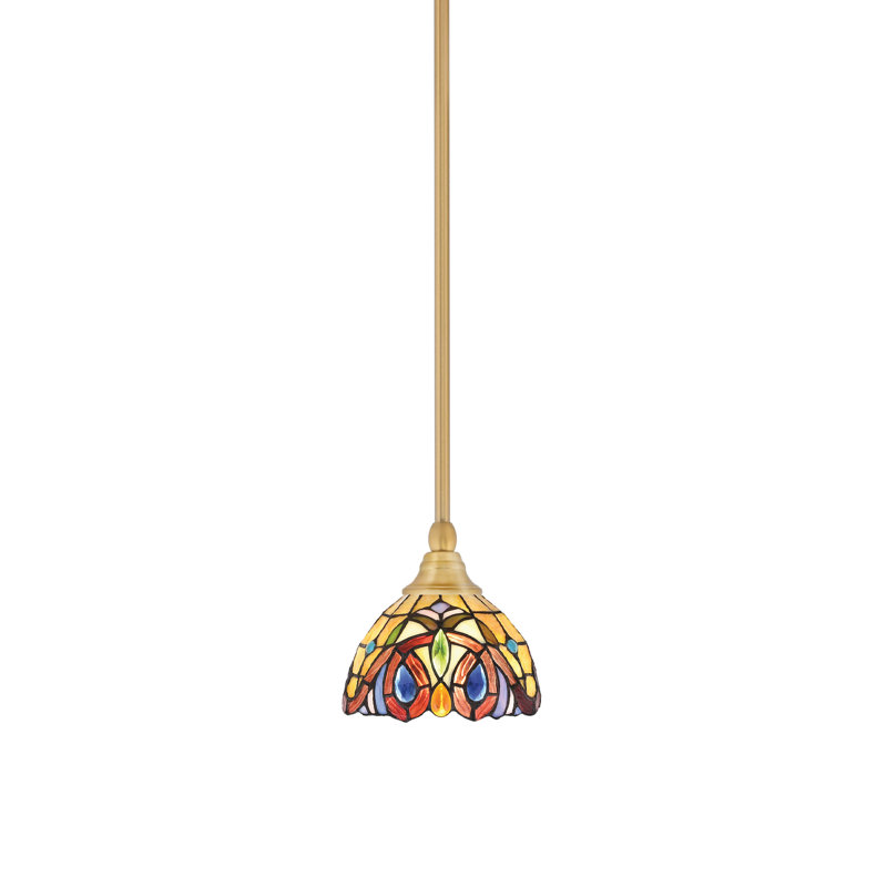 Mini-luminaire suspendu suspendu au fini nouvel âge avec verre d'art Lynx de 7 po