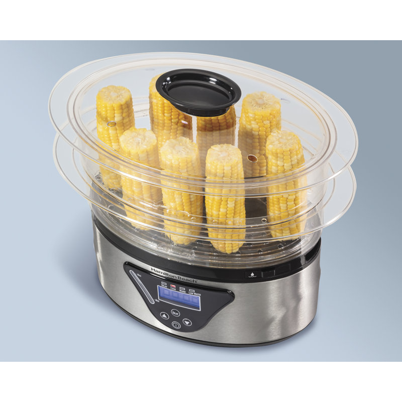 5.5 Quart Black and Silver Digital Steamer with Timer