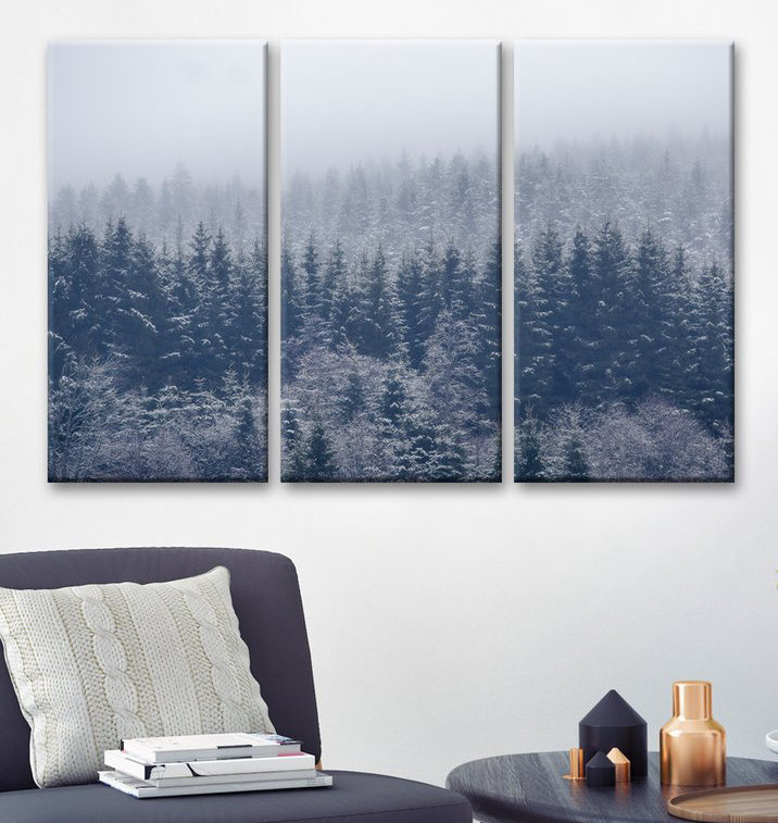 «Frozen Trees», ensemble de 3 reproductions sur toiles tendues, 40 po x 60 po