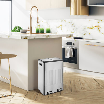 Poubelle à pédale en acier inoxydable - 16 gallons