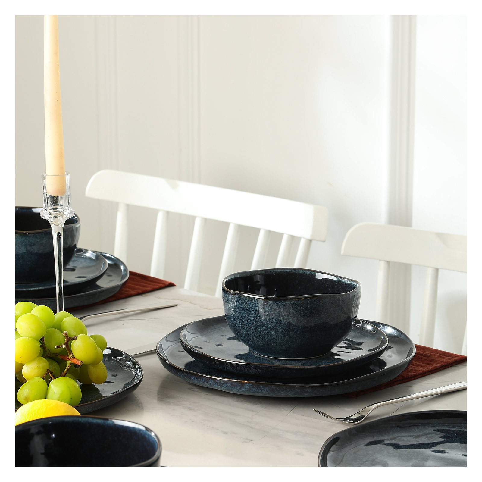 Stone Lain Mirella 24-Piece Dinnerware Set Stoneware, Blue