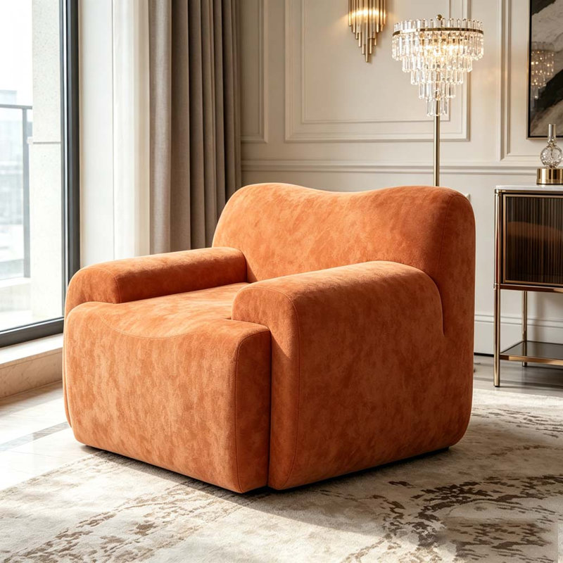Chaise d'appoint moderne rembourrée, Orange