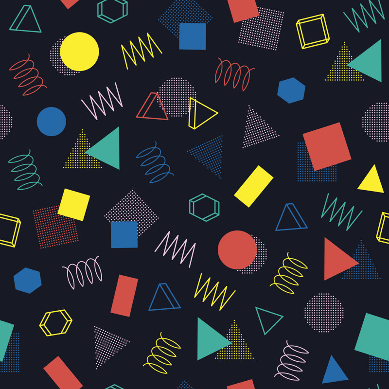 80-90S Jumble Textures Pattern by Kroljaaa - Wrapped Canvas Print, 76cm H x 76cm W x 3.8cm D