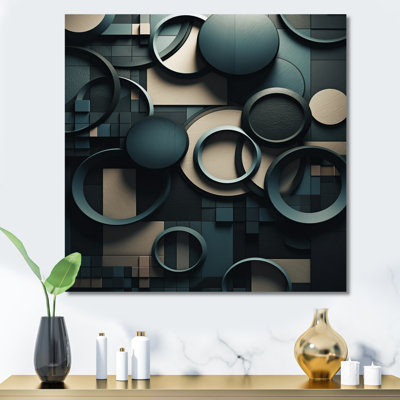 Teal Fragmented Forms - Cubism Wall Art