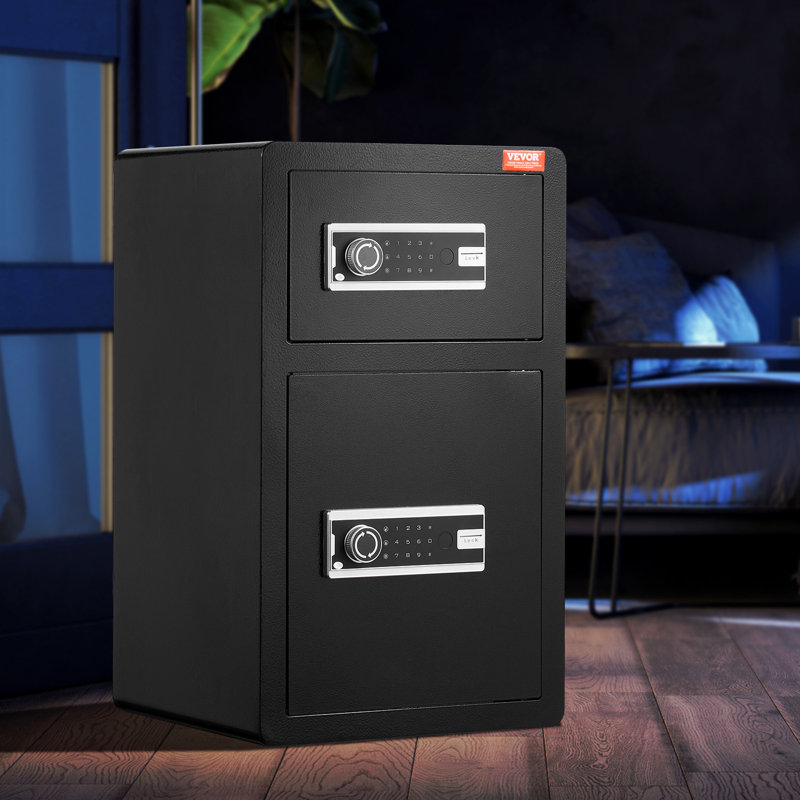 Black Alloy Steel Double Door Safe Box with Key Lock and Password