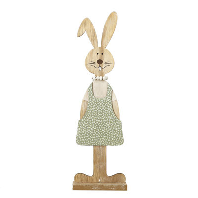 Wooden Rabbit In Dress Ornament