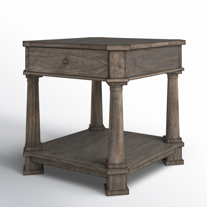 Stephens Solid Wood End Table with Storage