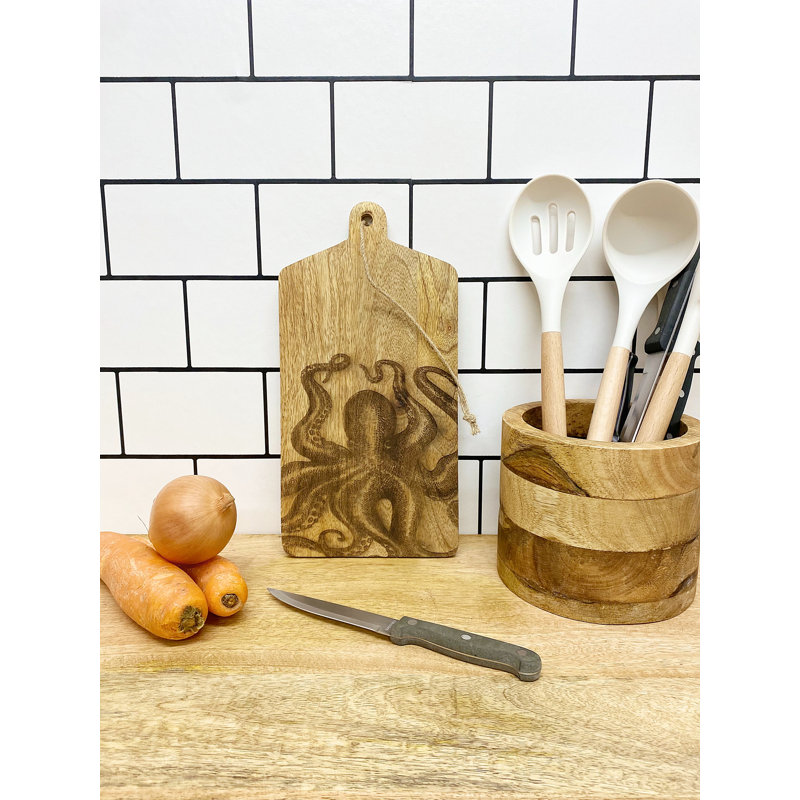 Octopus Engraved Wooden Cheese Board