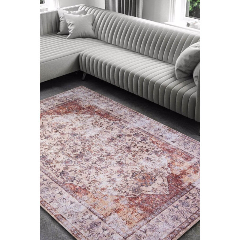 Tapis décoratif brun et beige, Rectangle 6 pi 11 po x 10 pi 3 po