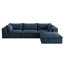 Canapé 118,2 po en velours côtelé bleu marine avec repose-pieds mobile, conception double couche et coussins amovibles