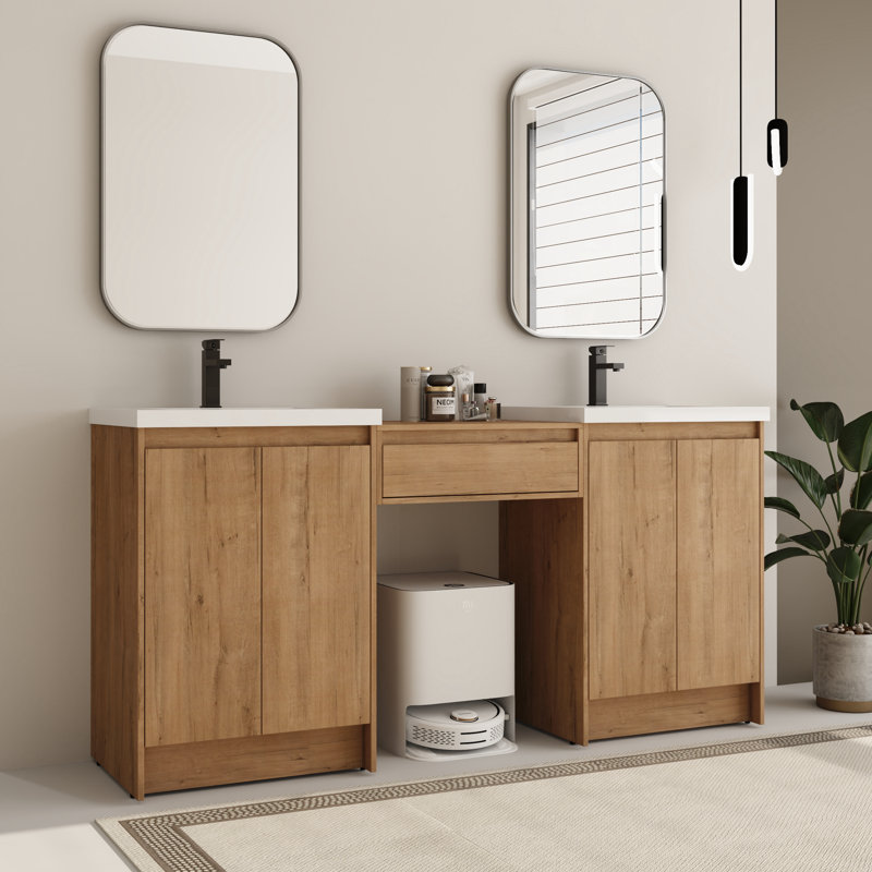  Ensemble de meuble-lavabo double 72 po avec plateau en résine Bellmead