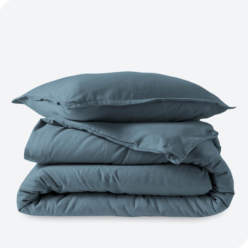 100% Cotton Flannel Duvet Cover Set, Coronet Blue, Twin XL Duvet Cover + 1 Standard Sham