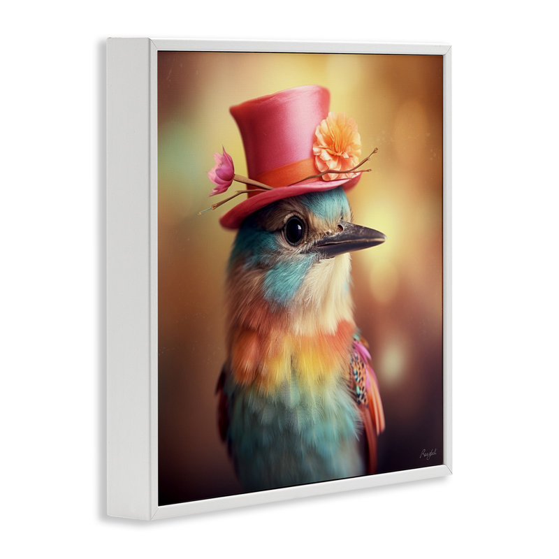 Oiseau pastel encadré Az-126 par Roozbeh, H 17 po x l 17 po x P 1,5 po, Giclée encadrée blanc bord de mer