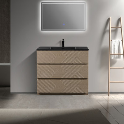 Ilic 19-inch D 3-Drawer Freestanding Bathroom Vanity with Single Sink and Engineered Quartz Countertop
