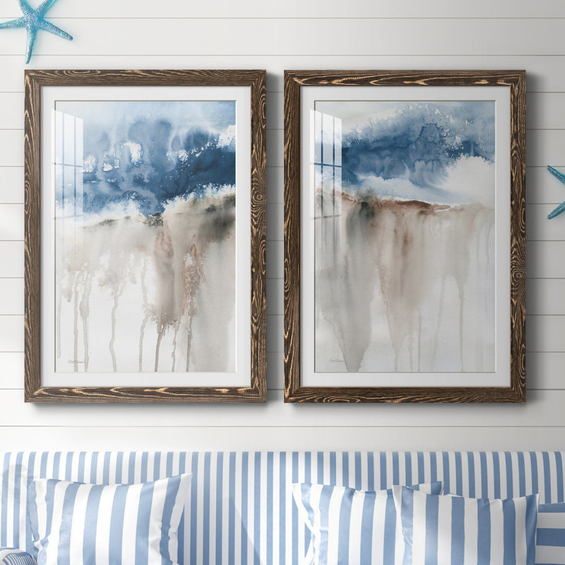 Windy Cliff I - ensemble de 2 reproductions d'art, H 31,5 po x l 47 po x P 1,5 po, Papier, cadre noyer, Blanc