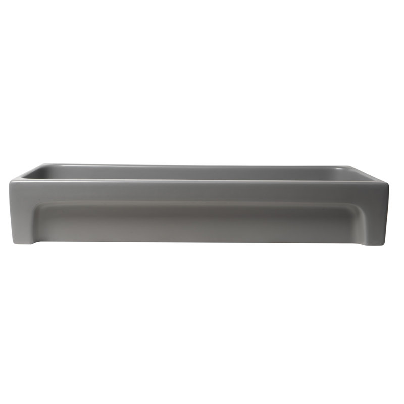 Alfi Brand 48" Fireclay Rectangular Semi-Recessed Vessel Bathroom Sink, Matte Gray