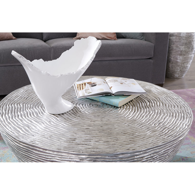Luminous Silver Leaf 40" Round Wood Coffee Table