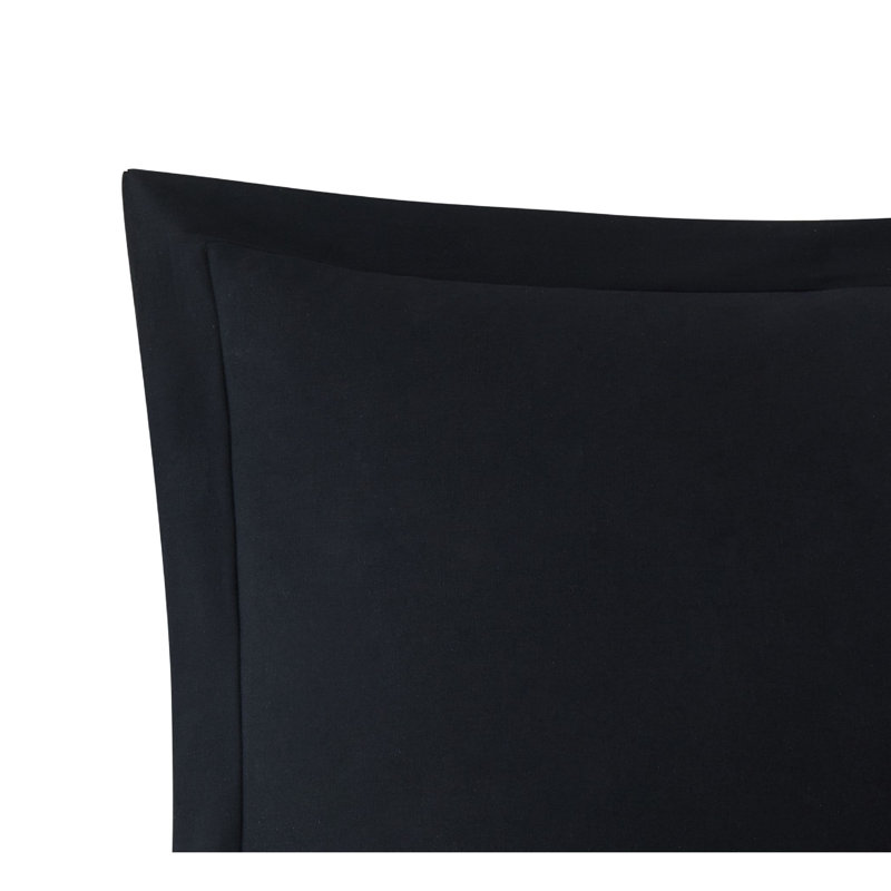 Jededian 100% Cotton Percale Duvet Cover Set, Black, King Duvet Cover + 2 Shams