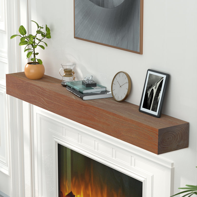Fireplace Mantel, Wood Floating Fireplace Shelves, Wall Mounted Wooden Display Shelving, Natural Mantels Over Fireplace, 72"
