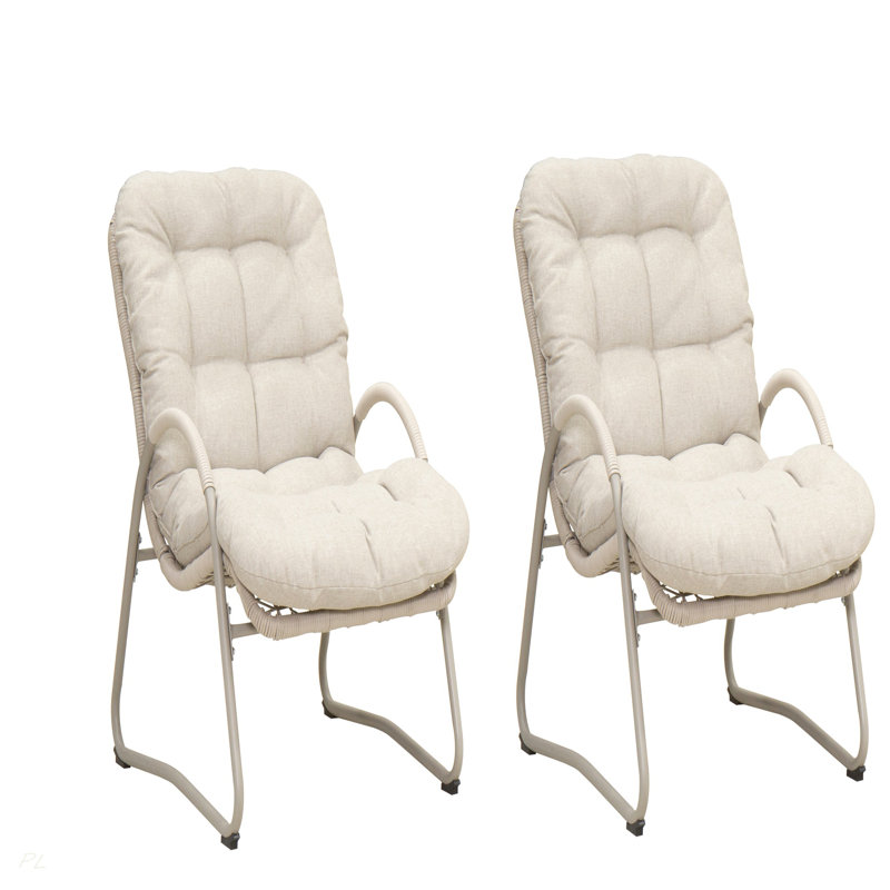 Chaise longue d'extérieur (ensemble de 2) - Structure en fer et osier en plastique