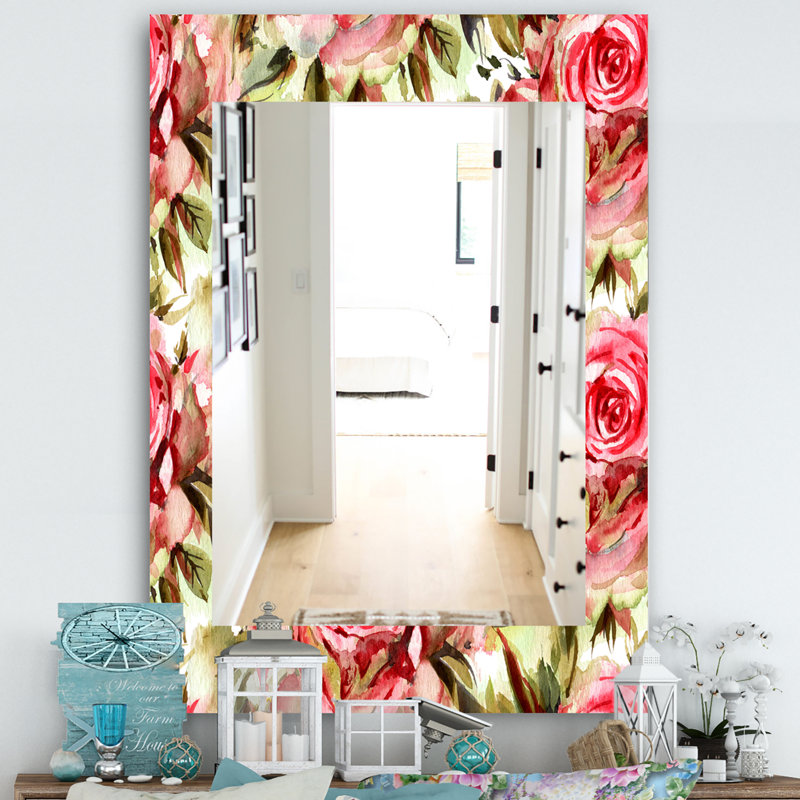 Miroir décoratif traditionnel fleur, H 39,4 po x l 29,5 po