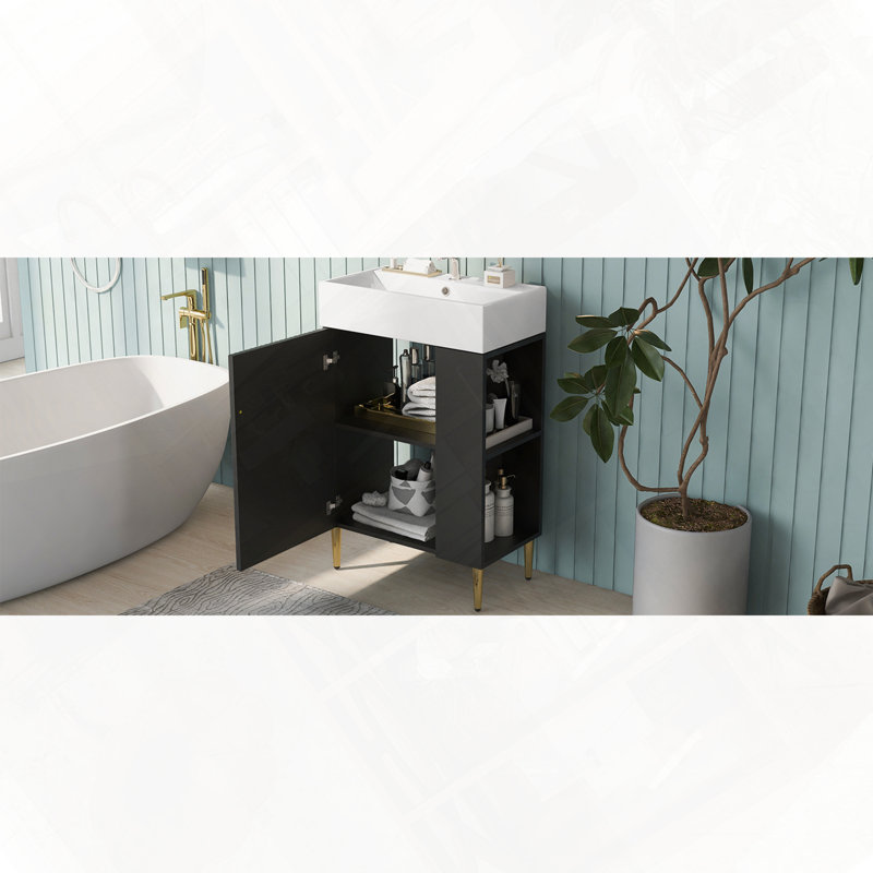 Meuble-lavabo pour salle de bain, Noir