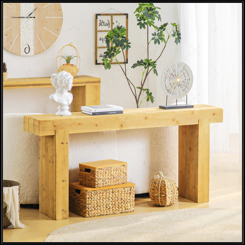 Console en bois massif de 63 pouces - Table de ferme rustique pour entrée, couloir ou derrière le canapé, conception rectangulaire étroite