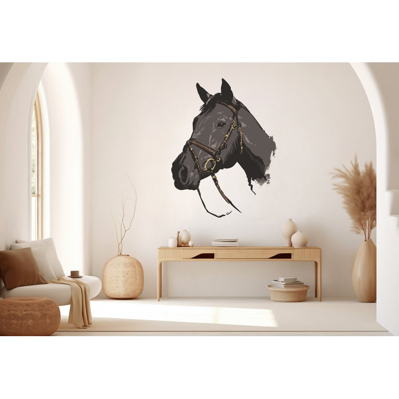 Adhésif mural tête de cheval sauvage et sauvage, autocollant mural cheval, décoration murale étalon, vinyle adhésif animaux Decor