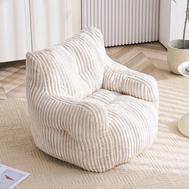 Fauteuil à billes en tissu, Velours côtelé beige