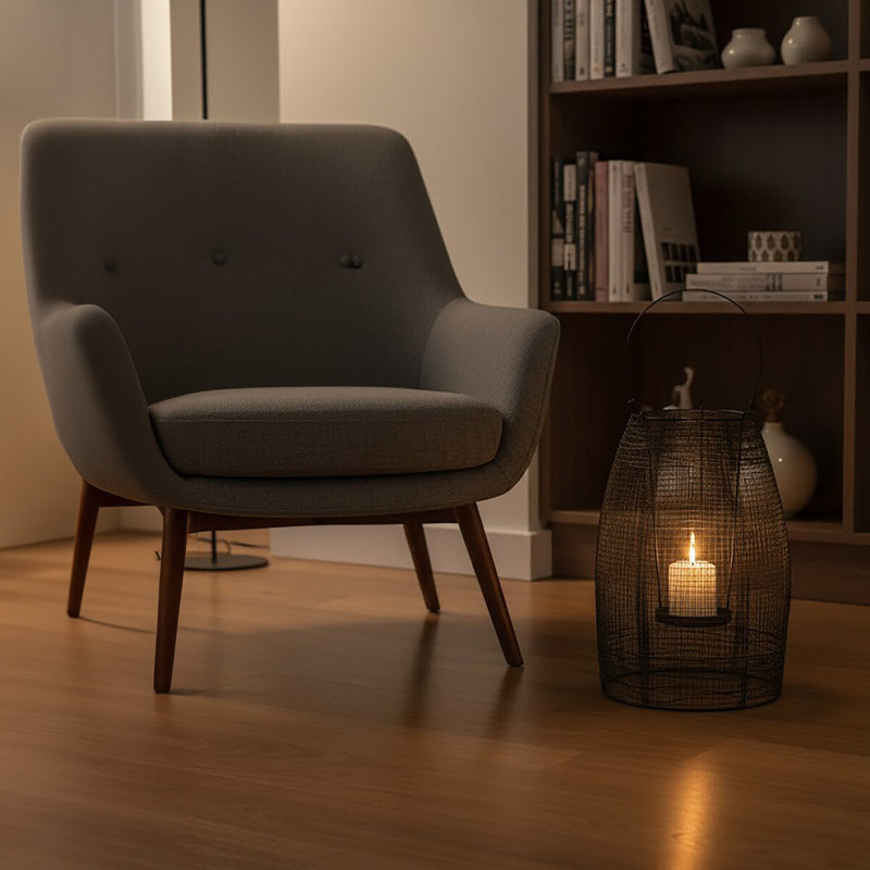 Cockrell Metal Tabletop Lantern, 48cm H x 21cm W x 21cm D