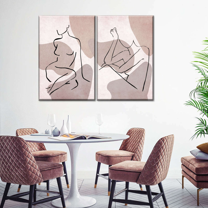 Portrait de femme, silhouette de femmes sur toile, ensemble de 2 pièces, H 12 po x l 17 po x P 1 po