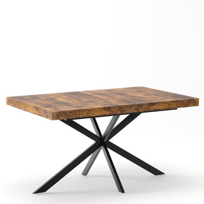Retro Rectangular Stretch Dining Table, Brown Color, 55.11"-70.86" Dimensions, Storage Function, Suitable For Relaxed Gatherings And Socializing