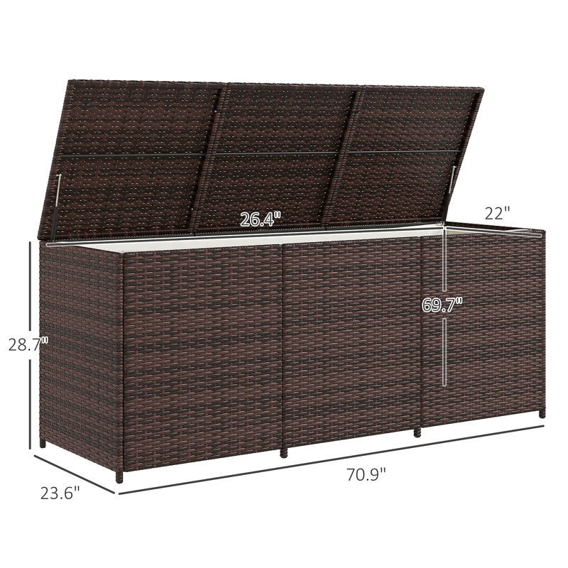 Boîte de rangement d'extérieur de 175 gallons avec doublure intérieure Outsunny, Brun