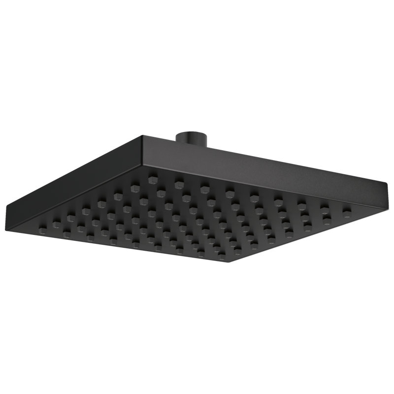 Universal Showering Components Square Single-Spray Rain Shower Head, Rainfall Shower Head 2.5 GPM, Matte Black