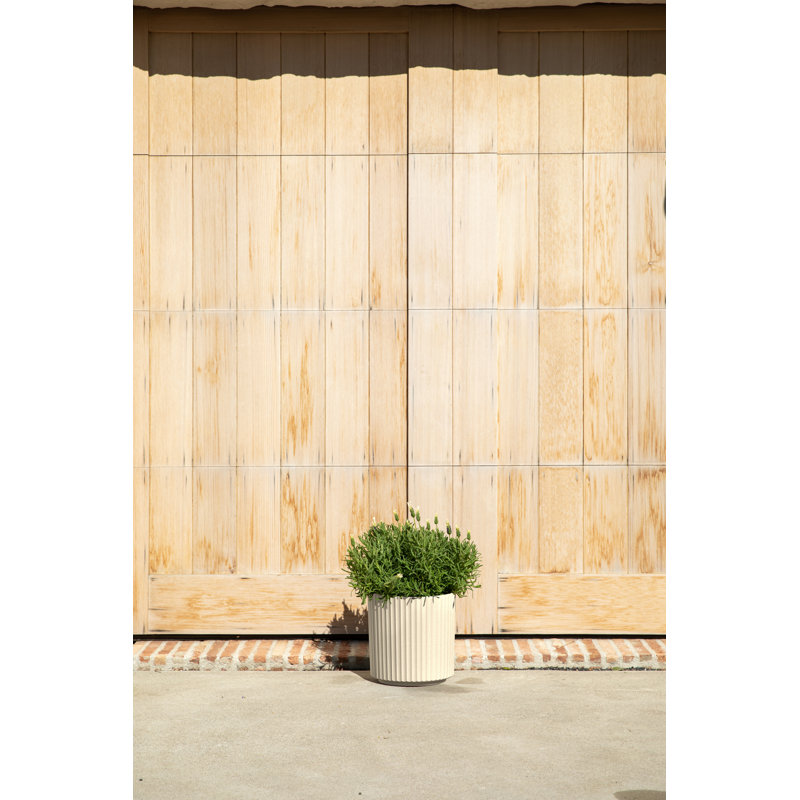 Sand Textured Plastic-Stone Composite Round Planter Set
