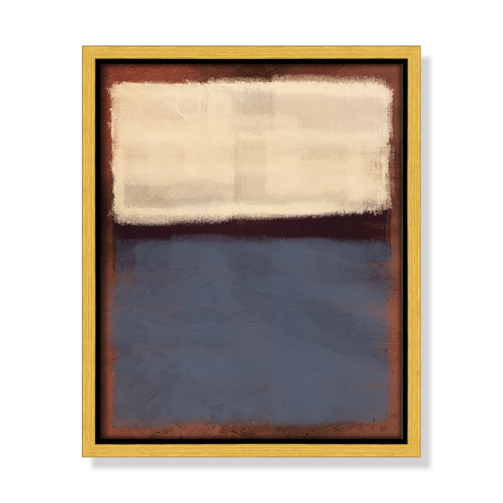 Alabaster Burst - Floater Frame Painting on Canvas, 11.5" H x 9.5" W x 2" D, Gold Framed