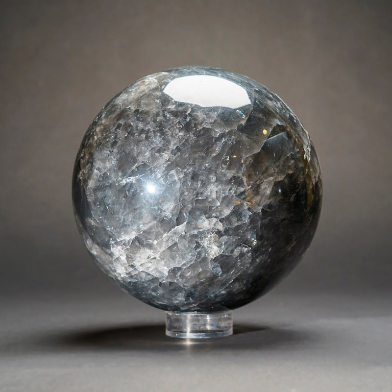 Véritable sphère de quartz bleu poli du Brésil (7 po, 13 lb)
