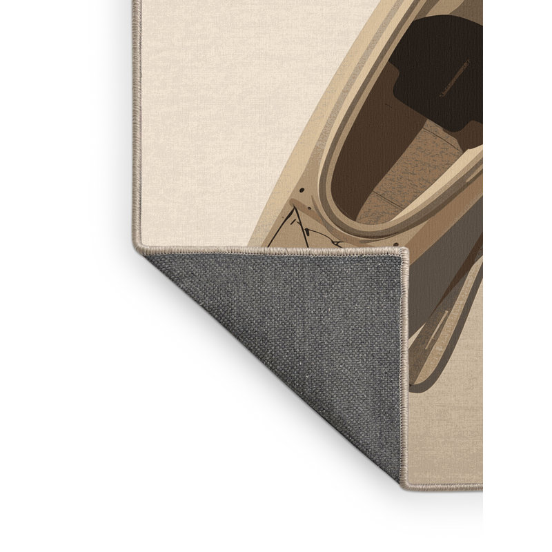Soft Plush Efimov Kayak Modern Area Rug in Beige – Beige Binding, 8x12
