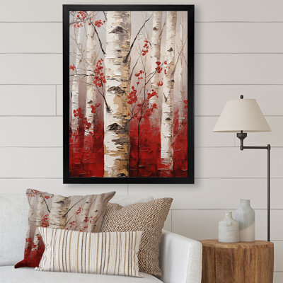 «White and Red Birch Wood In Winter V», impression sur toile de bouleau