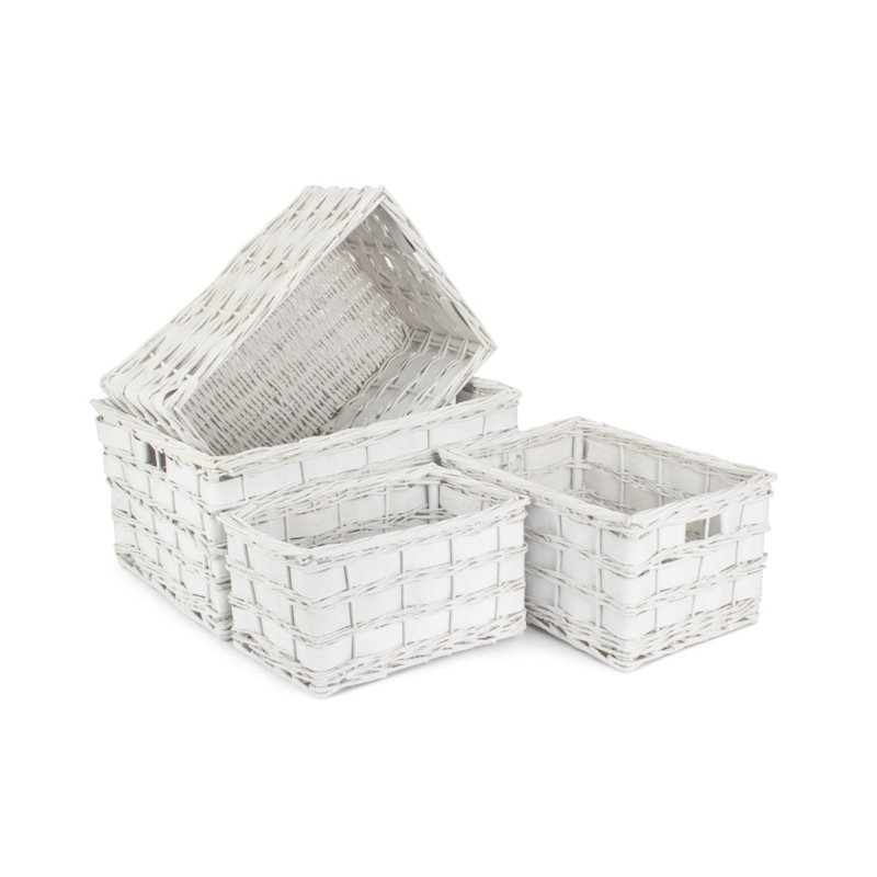 Bay Isle Home Wicker Decorative Basket, Off White