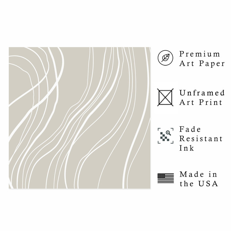 «Abstract Gray Lines», reproduction d'art moderne sans cadre Mid-Century, H 14 po x l 14 po