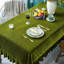 Nappe de velours luxueuse nappe rectangulaire solide, nappe de maison de campagne rétro à volants oblongue pour table de fête